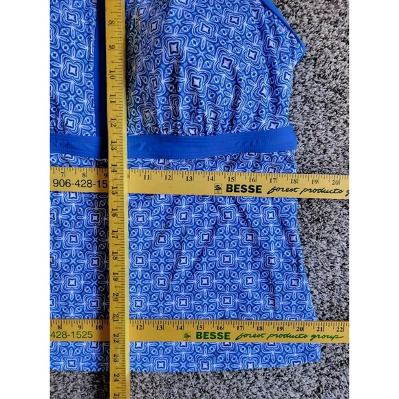 Lands' End Blue 16 DDD Swim Top Key Hole Geometric Women's Large S857 - Picture 4 of 8